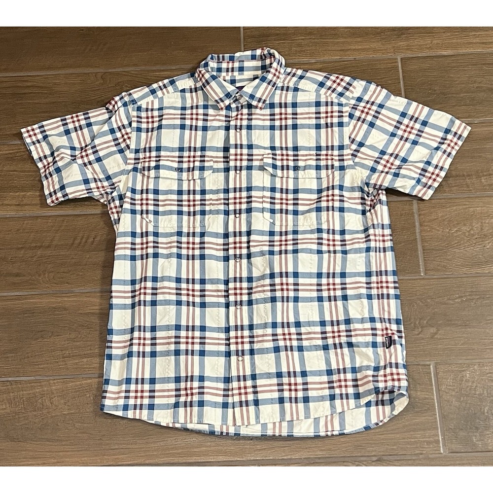 Patagonia Men's El Rey Plaid Nylon Snap Button Outdoors Hiking Shirt Medium